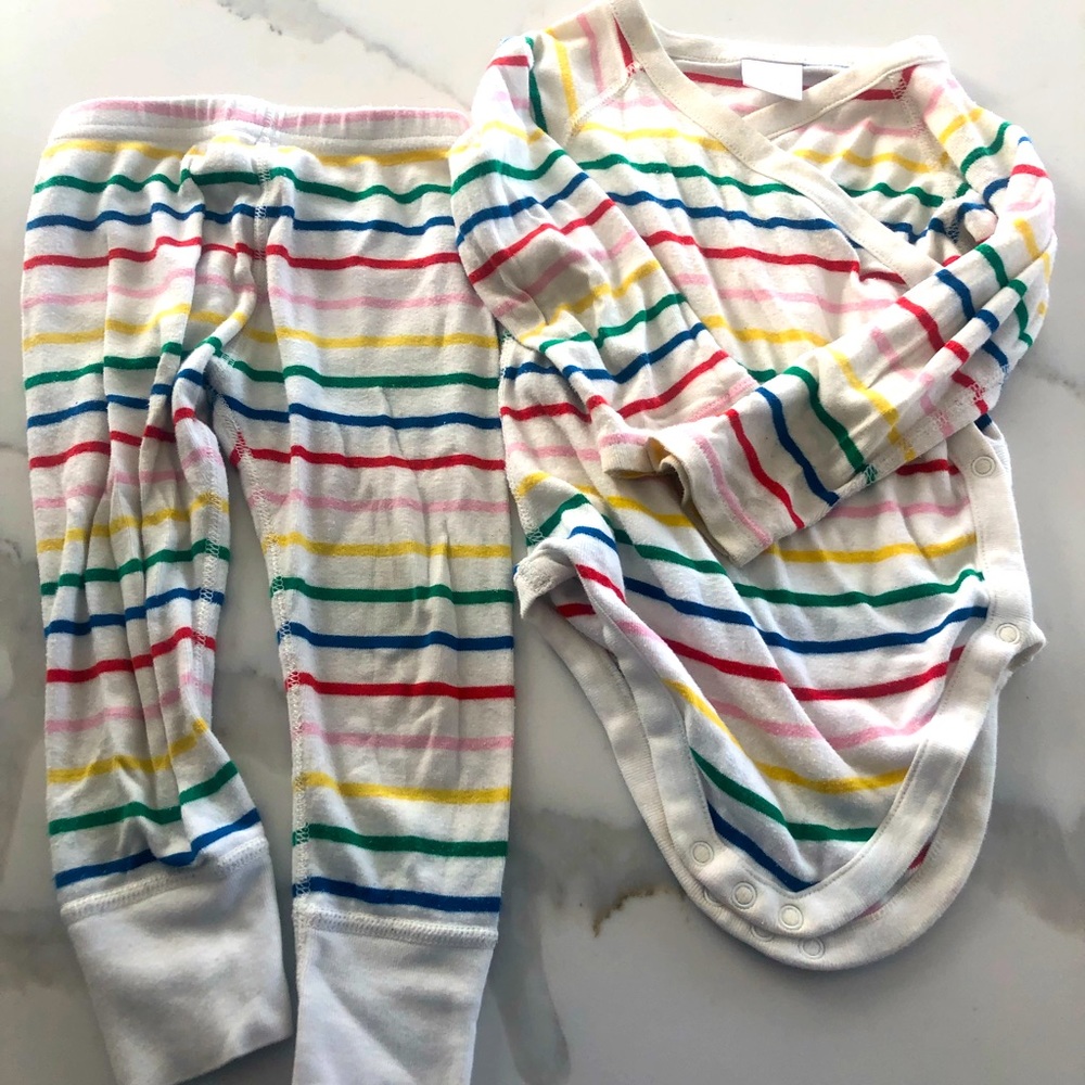 Striped Rainbow Onesie Set Hanna Anderson 2T